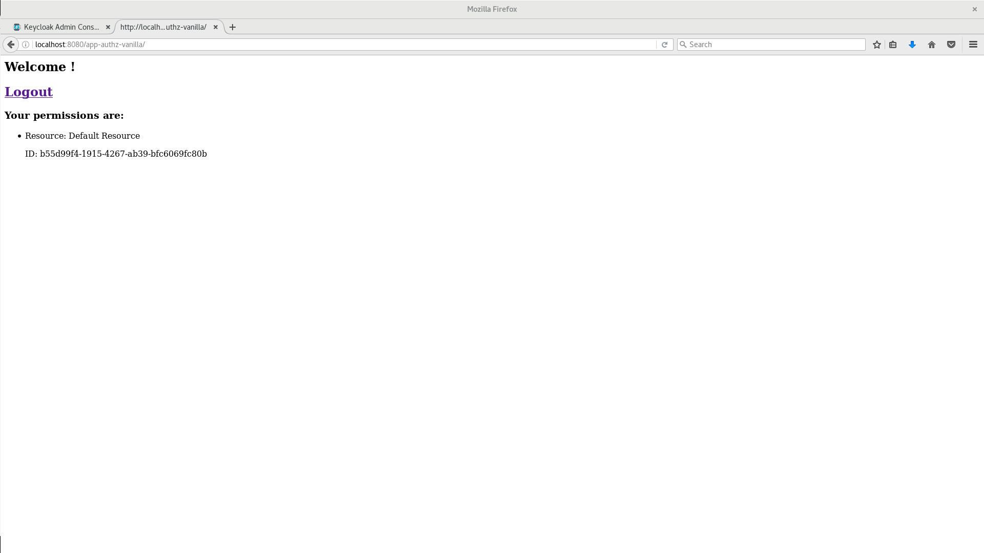 Hello World Authz Main Page